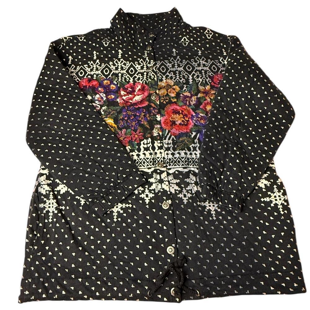 Carol Little Quilted Floral Button Front Jacket Size S